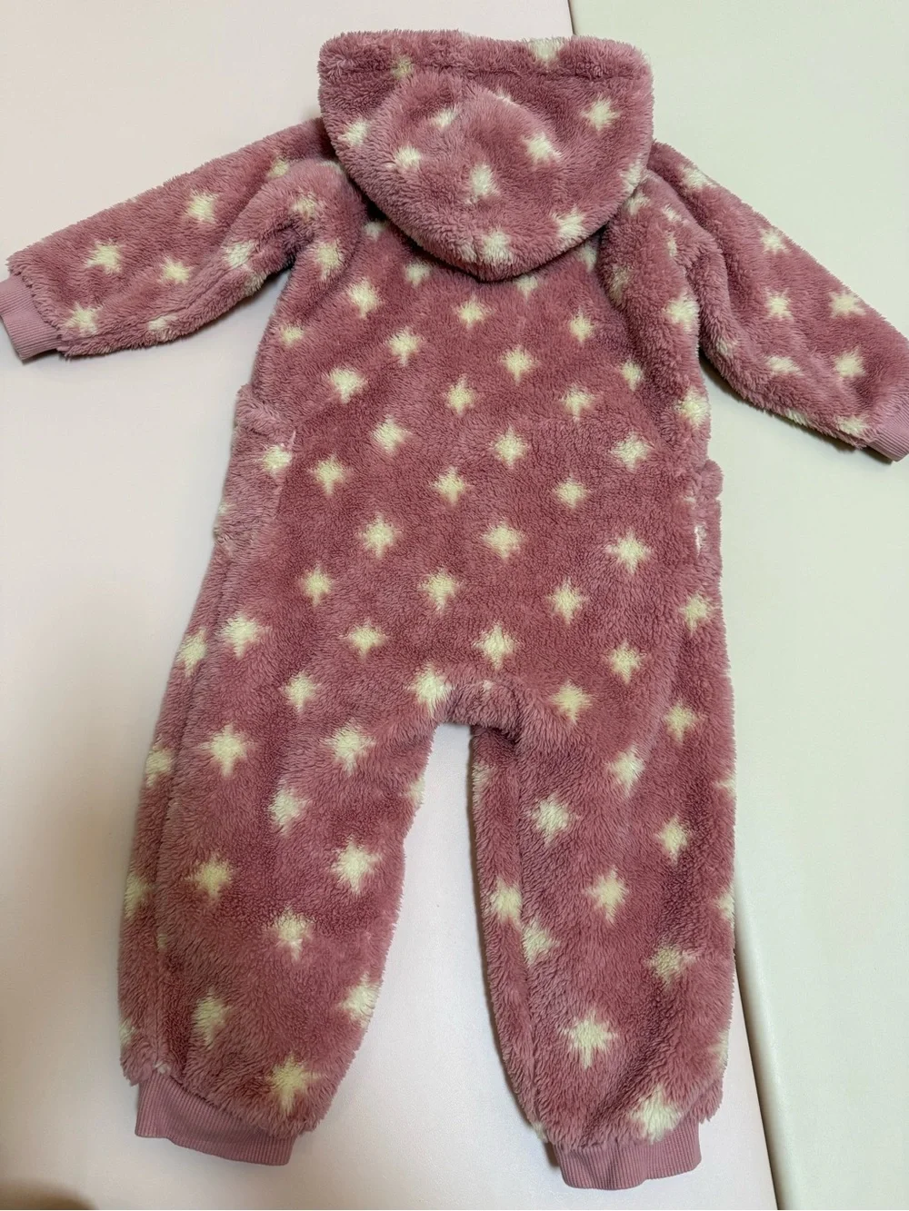 Hanna Andersson Girls Pink Star Fuzzy Fleece Hooded Jumpsuit Size 100/ 3T